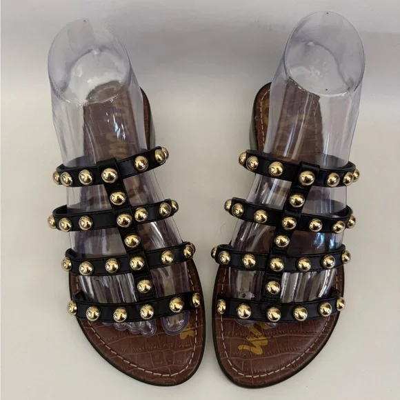 Sam Edelman Womens Juniper Studded Leather Slip On Mule Sandals Black, Size 6.5 - Picture 4 of 8